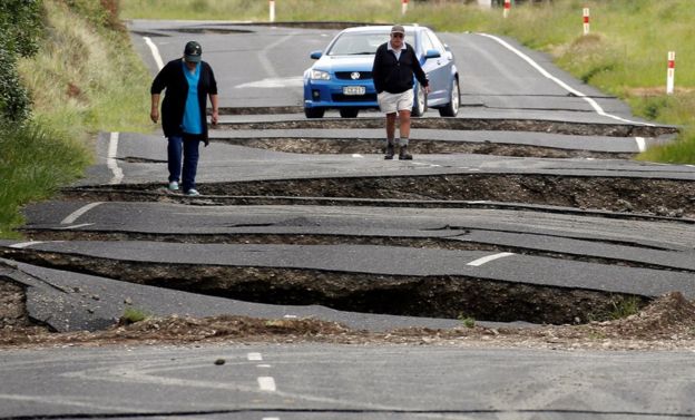 The first earthquake warped and cracked a highway on the South Island